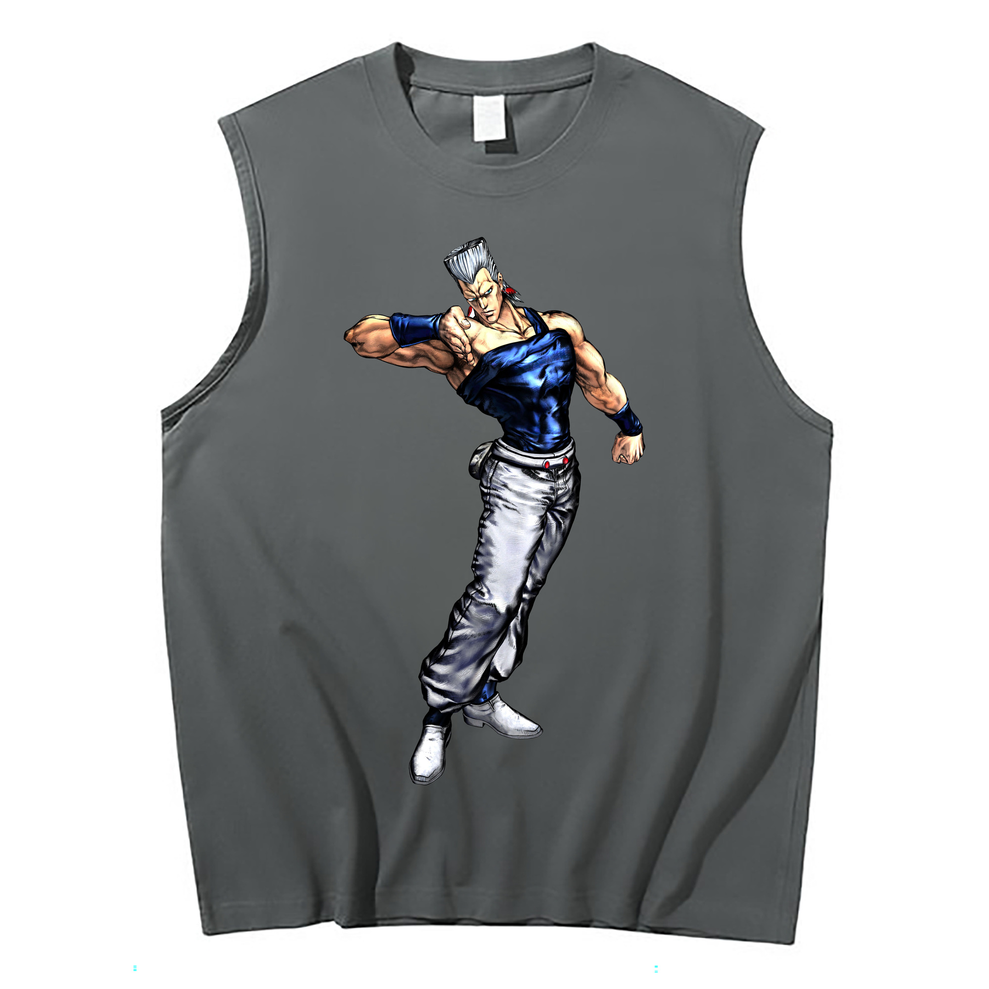 （画像用） ジョジョの奇妙な冒険 ジャン＝ピエール?ポルナレフ JoJo's Bizarre Adventure Jan Pierre Polnareff コットン100％タンクトップ（フロントプリント）